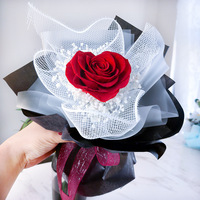 Liviflo Hari Valentine Hari Ibu Wisuda Buket Bunga Mawar Kering Awet Buatan Tangan Mewah Kotak Hadiah Transparan Tahan Lama