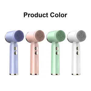 Led Waterproof Face Cleaning Brush Exfoliating Massage Face Wash Brush Silicone Electric Facial Cleanser