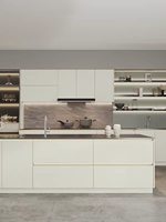 Cuisine modulaire moderne 2026 avec îlot, armoires de cuisine étanches à fermeture douce, directement de l'usine