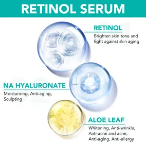 ELbbuB serum Wajah retinol biasa, label pribadi vitamin a memperbaiki tanda Jerawat Perawatan Kulit 60ml kerutan wajah anti Penuaan