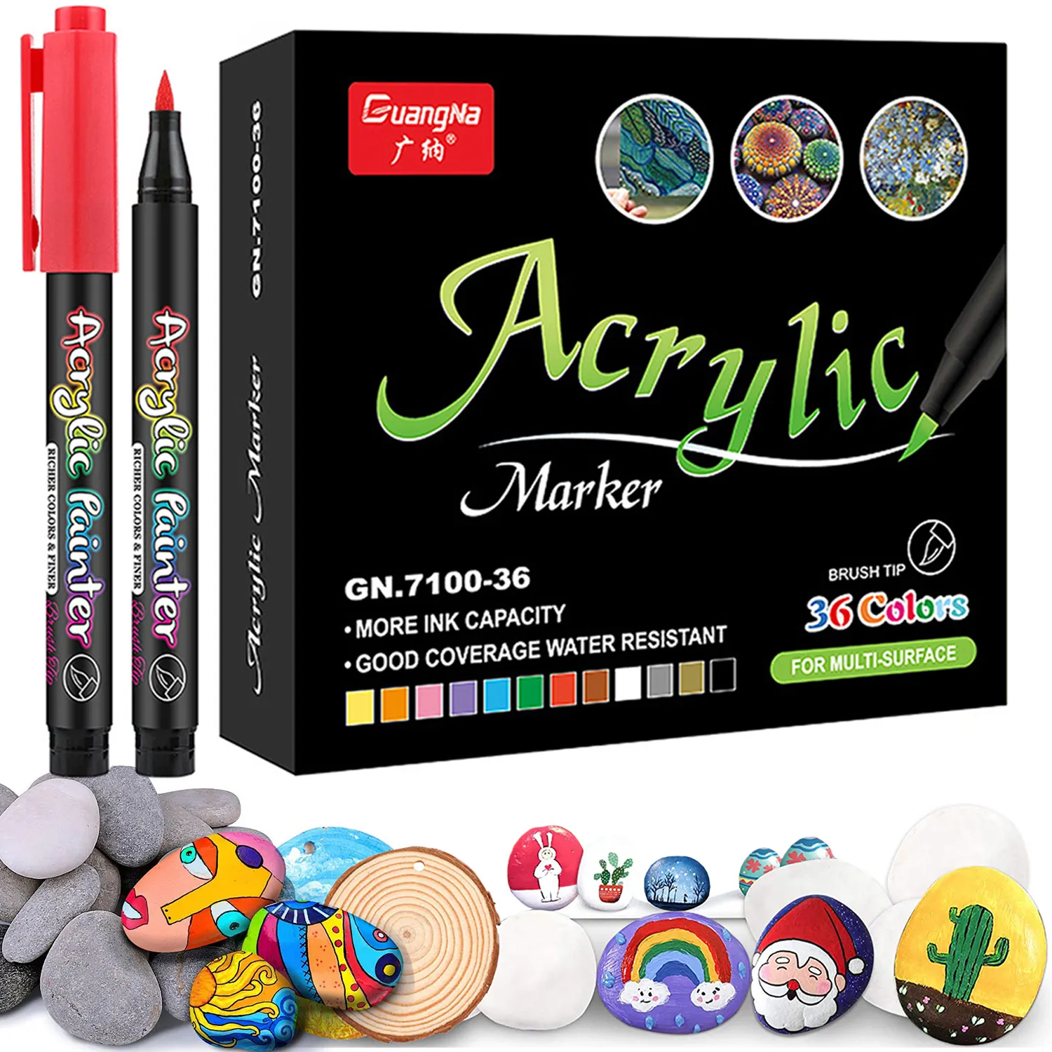 Акриловые маркеры для кистей, 60 цветов, акриловые ручки для краски для камней, стекла, керамики, дерева, холста, ткани, фотоальбома