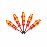 Jeu de tournevis d'électricien Wera 5 pièces entièrement isolés, manche en plastique, têtes plates et cruciformes, OEM disponible pour travaux électriques