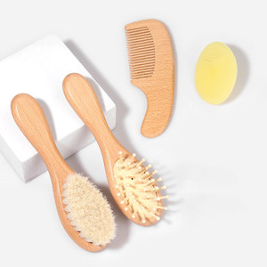 ชุดแปรงและหวีขนแพะสำหรับทารกแรกเกิดทำจากไม้ชุดแปรงหวีผมสำหรับทารก - Product Image 3