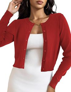 YATI Women's Cropped Cardigan Sweaters 2026 Button Down Long Sleeve Knit <strong>Bolero</strong> <strong>Shrugs</strong> <strong>for</strong> <strong>Dresses</strong> Suitable Spring Autumn Wear - Product Image 1