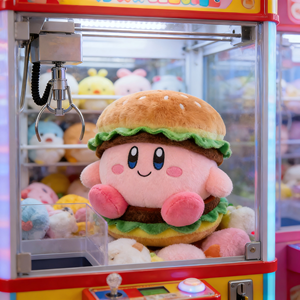 Peluche Kawaii Kirby a forma di hamburger da 8 pollici, molto venduto, premio per macchine a griffa, all'ingrosso - Product Image 1