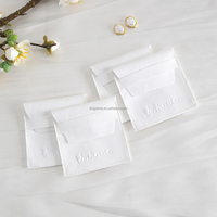 Pochette à bijoux en microfibre blanche personnalisée 9x9 cm avec rabat, idéale pour petits bijoux, emballage cadeau, nouveau contenant à bijoux