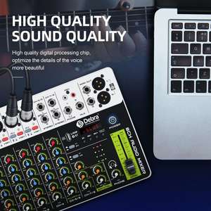 Audio numérique haute fidélité DEBRA V8, table de mixage audio 8 canaux, enregistrement en direct, réverbération, prend en charge les microphones à condensateur - Product Image 5
