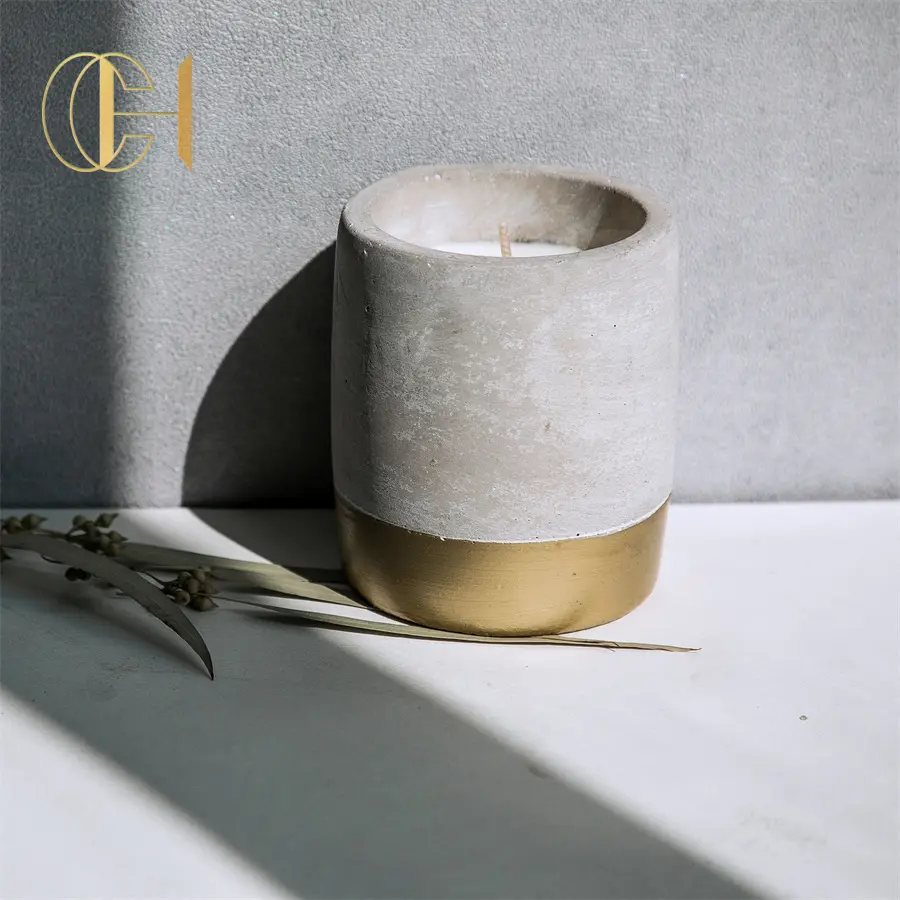 C & H fosco cerâmica cimento aromaterapia vela nicho smokeless óleo essencial vela interior fragrância decoração logotipo personalizado