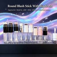 ISMAN Barra de Rubor Redonda Blanca de 4ml 8ml 15ml con Brocha Grande, Tubo Corrector de Doble Punta, Venta al por Mayor, Marca Privada, Cosmético Profesional de ABS