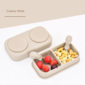 Wholesale BPA Free <b>Lunch</b> Container Silicone Leak Proof Foldable Food Storage <b>with</b> Suction Cups <b>Lunch</b> <b>Box</b> <b>with</b> Spoon and Fork - Product Image 4