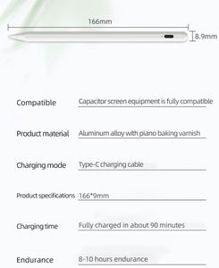 Stylet capacitif actif pour écran tactile, <span class=keywords><strong>compatible</strong></span> avec les tablettes métalliques, style crayon, <span class=keywords><strong>2</strong></span> en 1 - Product Image 4
