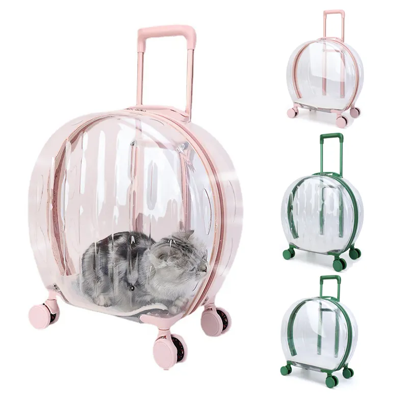 Vente en gros de sac chariot pour animaux de compagnie sac transparent grande capacité pour chiens chats chariot à roulettes pour animaux de compagnie chariot pour chats sac de transport pour chats