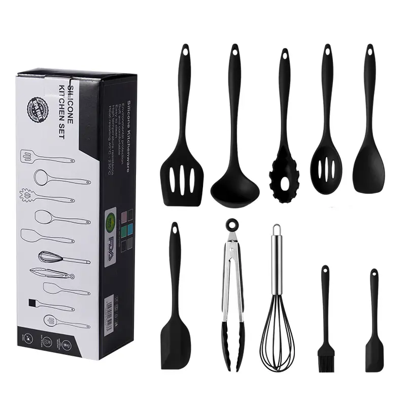 Iece 10 Pilicono ooooking tentensils et-patpatula Poon ititchen Gadgets para onstick ooookware