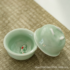 Celadon <b>Ceramic</b> Tea Set 7 Piece Kung Fu Teapot With <b>Cups</b> Gift Box Heat Resistant Festival Presents - Product Image 3