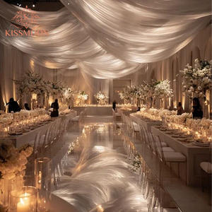 Meubles de mariage en plein air, chaises et tables de mariage avec fond de scène de mariage fleuri pour les décorations de fête de mariage - Product Image 4