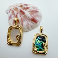 Bracelet et Collier en Coquille d'Ormeau Naturelle Plaqué Or 18K, Coquille Blanche, Clé Rose, Style Baroque, Breloques et Pendentifs DIY, Vente en Gros