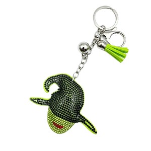 Porte-clés en métal à transfert thermique, style clown <span class=keywords><strong>de</strong></span> <span class=keywords><strong>dessin</strong></span> <span class=keywords><strong>animé</strong></span>, orné <span class=keywords><strong>de</strong></span> strass, avec pompon, tendance, style européen-américain transfrontalier - Product Image 5