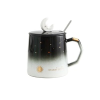 Conjunto de caneca de cerâmica, novo, criativo, pintado à mão, estrela e lua, caneca, copo, mão