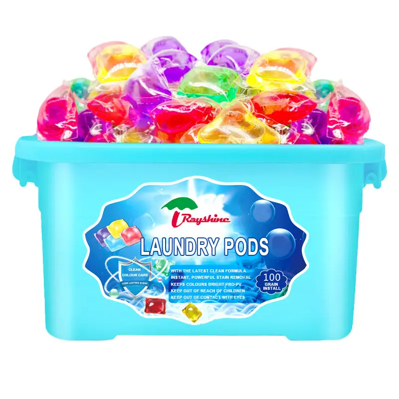 Rayshine Custom Laundry Washing Cleaning Detergent washing capsules Gel One Cells Laundry Pods Beads 5g*100 Family Supply