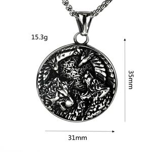 จี้สร้อยคอผู้ชายสไตล์นอร์ดิกวินเทจ ทำจากสแตนเลส ลายวิคกิ้ง เซลติก หมาป่า นกกา - Product Image 5