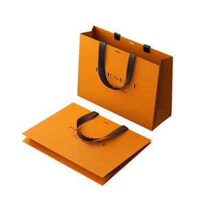 Sacs en papier cadeau blancs et oranges personnalisés avec logo OEM, imprimés, avec ruban et poignée en corde kraft, sacs en papier pour le shopping - Product Image 6