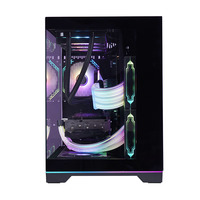 LY Meilleures ventes Etui pour PC en verre hautement respirant Personnalisé Ventilateurs arc-en-ciel Micro ATX Verre trempé Spcc Computer Gaming Pc case