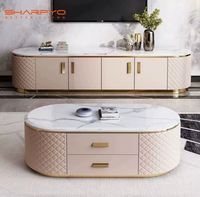 Ensemble de meubles de salon en cuir avec canapé en métal doré, canapé moderne modulaire avec structure en bois et métal doré pour salon de villa
