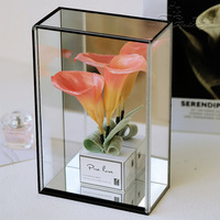 Calla lily avec boîte en verre, fleur séchée conservée, décoration de mariage, fleur artificielle calla lily immortelle