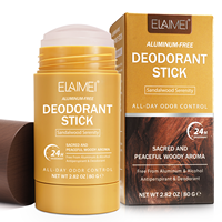 ELAIMEI bâton de déodorant naturel en bois de santal pour hommes, 80g, anti-transpirant réutilisable, sans aluminium, pour éclaircir la peau