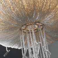 Lustre Européen Décoratif Rond de Luxe en Cristal Méduse avec Chaîne de Perles et Méduse en Cristal pour Villa et Mariage