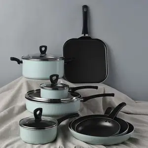 China Manufacturer Kitchenware Non Stick 12 Pieces Cooking Cookware Set