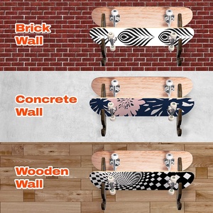 Présentoir de Skateboard en bois support <span class=keywords><strong>mural</strong></span> avec crochet de suspension pour patins à roulettes et casques - Product Image 5