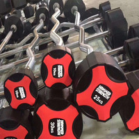 Équipement de musculation pour salle de sport, plaques de poids droites fixes en caoutchouc chromé 10-30 kg, équipement de musculation