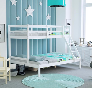 Wholesale Children's <b>Bunk</b> <b>Bed</b> With <b>Single</b> <b>And</b> <b>Double</b> Frame In Classic White For Kids Modern Twin Size Wooden <b>Bunk</b> <b>Beds</b> - Product Image 2