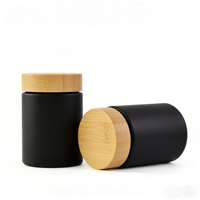 Pot de rangement en bambou 2oz 4oz, pot en verre transparent noir mat 120ml 60ml avec couvercle en bambou