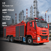 Nouveau camion de pompiers diesel 300 CV 6x4 avec réservoir d'eau de 15 000 L, réservoir de poudre sèche de 1000 kg, pompe à incendie CB10/60, moniteur PS50, châssis ISUZU XDR