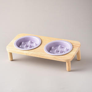 Cuenco alimentador lento <span class=keywords><strong>para</strong></span> mascotas de cerámica y madera moderno de patrón sólido, plato de <span class=keywords><strong>comida</strong></span> <span class=keywords><strong>para</strong></span> <span class=keywords><strong>perros</strong></span> y gatos elevado 2 en 1, protección <span class=keywords><strong>para</strong></span> el cuello antiestrangulamiento - Product Image 4