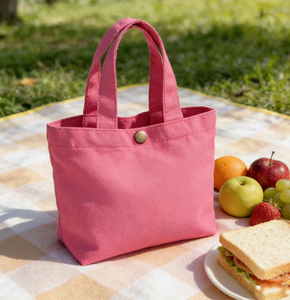 Bolsa de almuerzo portátil de lona de color sólido, bolso pequeño y sencillo, bolso de almacenamiento reutilizable, bolsa de compras - Product Image 3