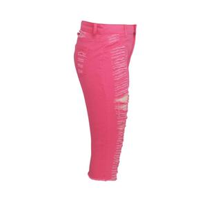 Jeans a Vita Alta Rosa al Ginocchio, <span class=keywords><strong>Skinny</strong></span> Strappati, <span class=keywords><strong>Pantaloni</strong></span> a Sigaretta in Denim - Product Image 5