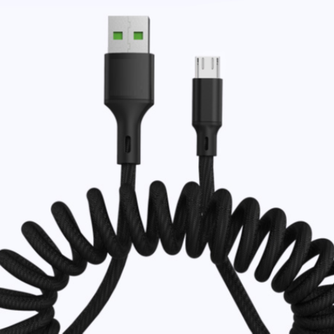 2020 New Customized 1ft 3ft 6ft 10ft Flexible Spring Braided Fast Charging Micro USB V8 Data Cable Charger