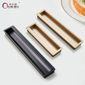 Oukali 보이지 않는 알루미늄 합금 매트 블랙 샌드 골드 1000mm 서랍 캐비닛 현대 주방 가구 손잡이 및 손잡이 - Product Image 5