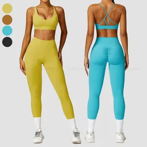 Dames Yoga Set Gym Workout Kleding Lang Hardlopen Meisjes Yogabroek Compressie Comfort Leggings En Sexy Sportbeha Fitness Sets