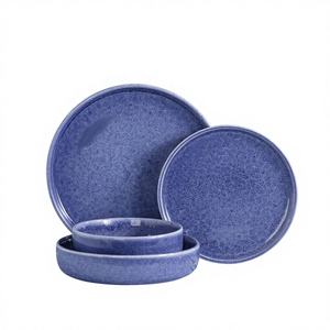 Vajilla Artesanal Premium de Gres Reutilizable con Esmalte Reactivo y Formas Orgánicas, Variaciones Multicolor para Comidas de Lujo - Product Image 1