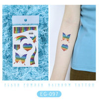 Autocollant de tatouage arc-en-ciel coeur soleil papillon Autocollants de tatouage arc-en-ciel à la mode pour hommes femmes