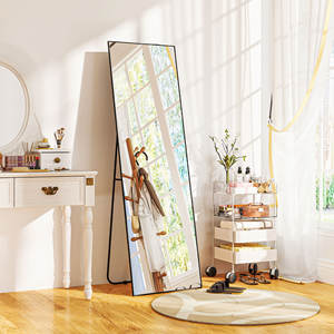 HOMCOM Modern Full Length <b>Floor</b> <b>Mirror</b>, Freestanding or Wall Mounted Design, 40x150cm, Black - Product Image 2
