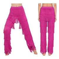 Pantalon de danse du ventre pour femme, à franges superposées et pompons, style harem, pour spectacle, costume de scène, en Spandex et Polyester, pour femme adulte