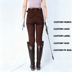 Legging en silicone intégral à taille haute pour l'équitation, vêtements d'équitation antidérapants, poches brunes, <span class=keywords><strong>pantalon</strong></span> d'équitation pour femmes, culotte d'équitation - Product Image 2