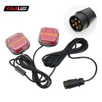 Kit de feux arrière de remorque de camion rechargeables carrés avec prise US 12V 24V, montage magnétique, feu stop arrière pour camionnette