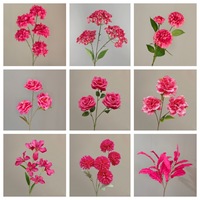 Bunga Mawar Merah Buatan, Mawar Pernikahan, Hydrangea, Anggrek, Lily untuk Dekorasi