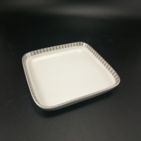 Assiette carrée en céramique 17x17cm à bords arrondis, rebord surélevé anti-déversement, plateau décoratif polyvalent, logo personnalisé